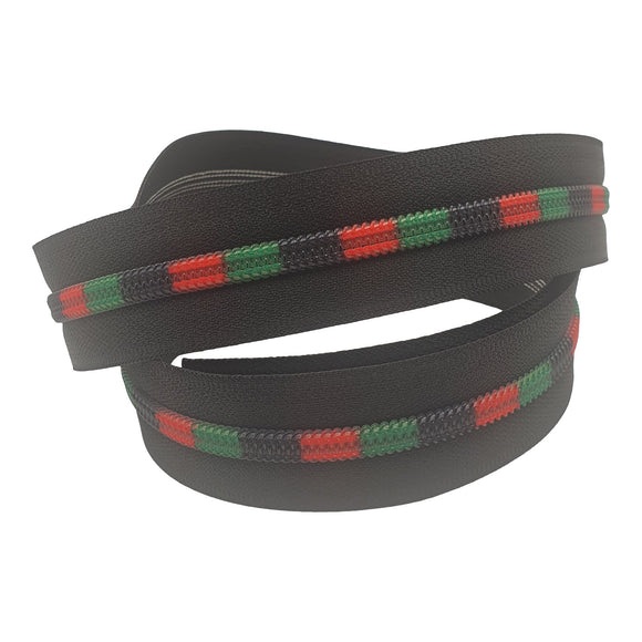 Black with christmas striped teeth #5 Zipper Tape