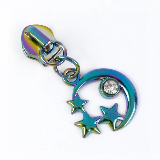 Diamante sz 5 Moon and Stars Zipper Puller RJ's Crafts