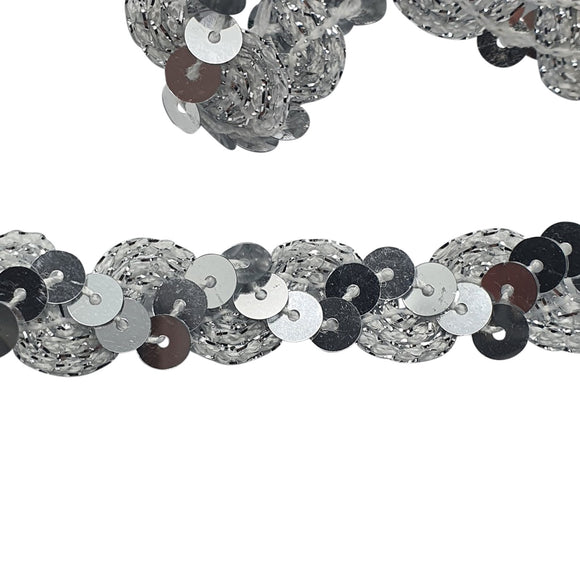 Curved Sequin Lace Braid - 5m x 15mm - 15 colours