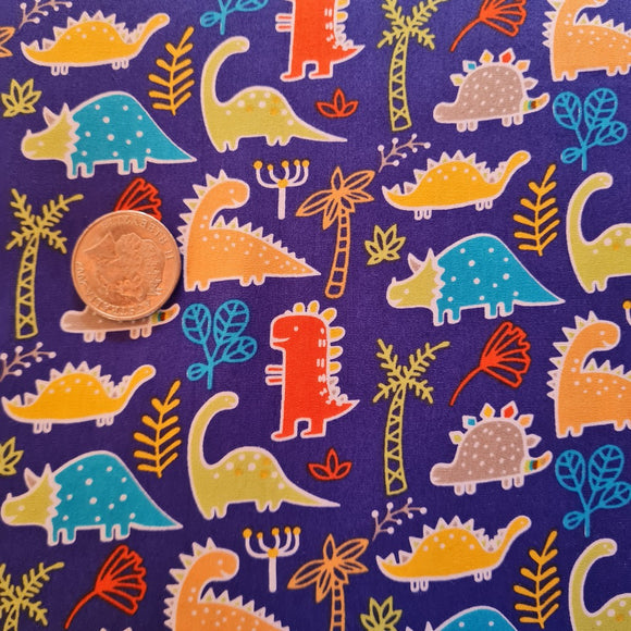 Dinosaurs on Blue Quilting Cotton