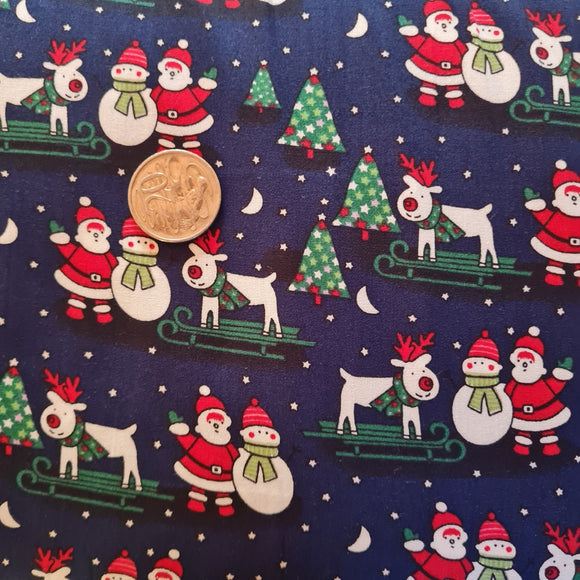 Christmas on Navy Quilting Cotton