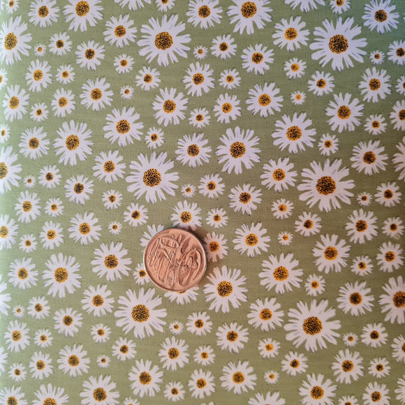 Daisys on Green Quilting Cotton