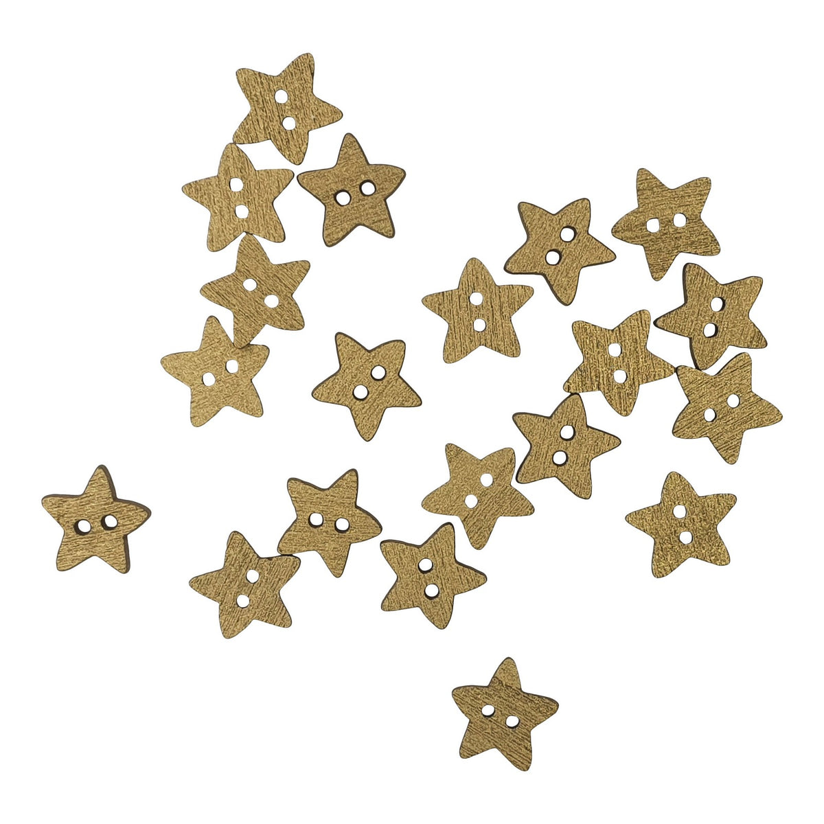 15 Mm GOLD STAR Wooden Buttons X 10 , Wooden Star Buttons, Xmas