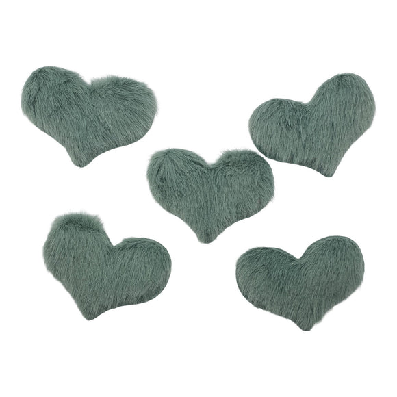 Puffy Furry Heart Appliques - Large 5pack