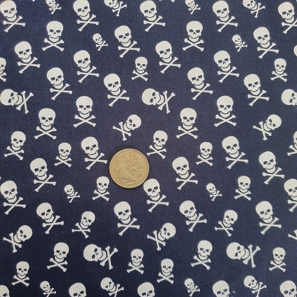 Skulls on Navy Quilting cotton