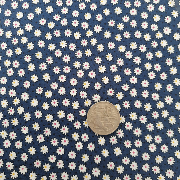 Tiny Navy Daisies Quilting cotton