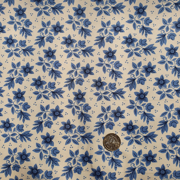 Lovely Blue Flowers Quilting Cotton