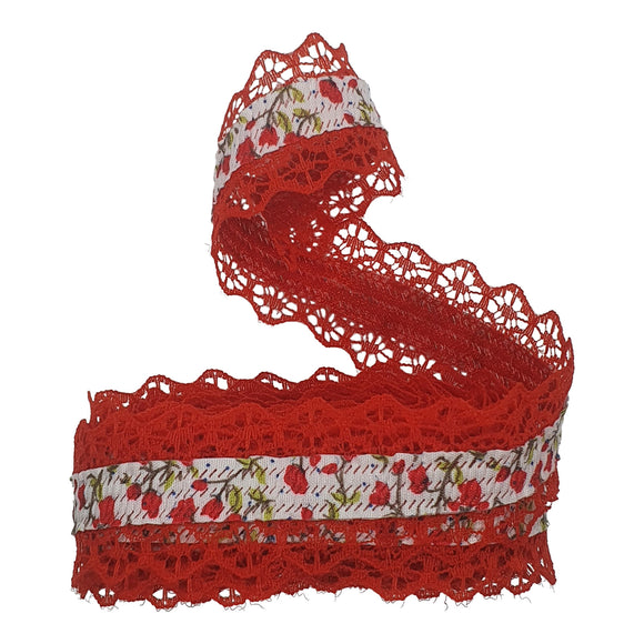 Lace Trimmed Ribbon 4.5metres 25mm
