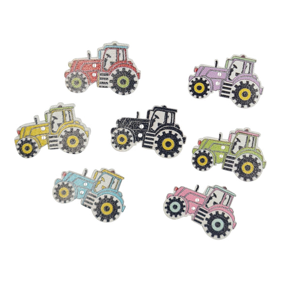 Tractor Wooden Buttons
