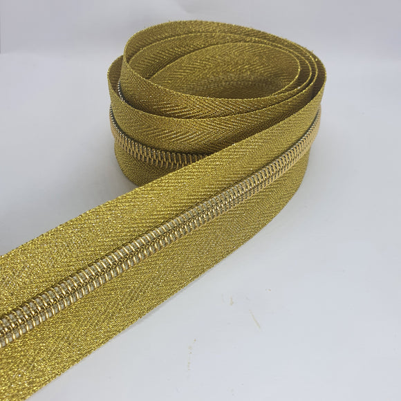 Limited edition metallic gold sz 5 Zipper Tape