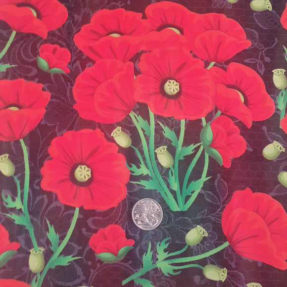 Red Poppies Quilting Cotton
