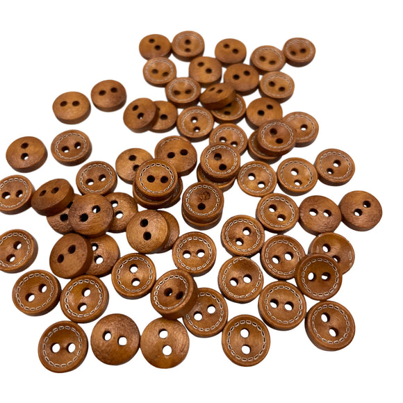 10mm Polished Wooden 4 Hole Buttons 20pk - LIGHT