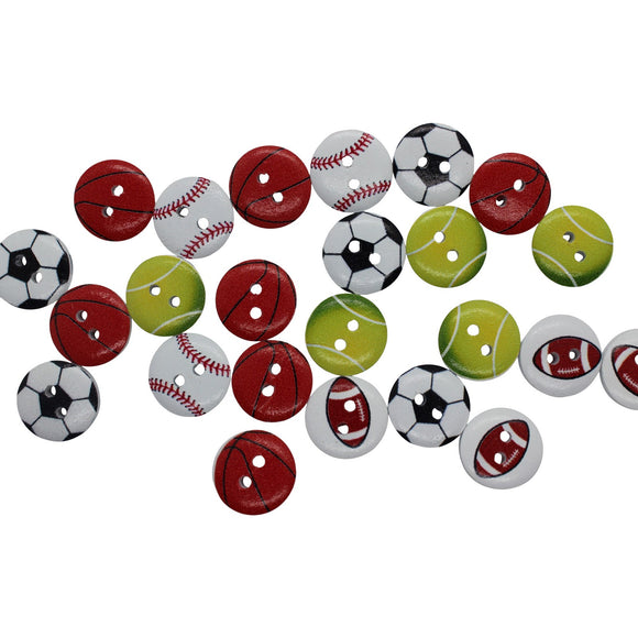 Ball Print Coloured Wooden Buttons