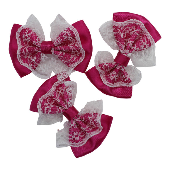 Lace and Satin bows - 1.5inch - 7 Colours