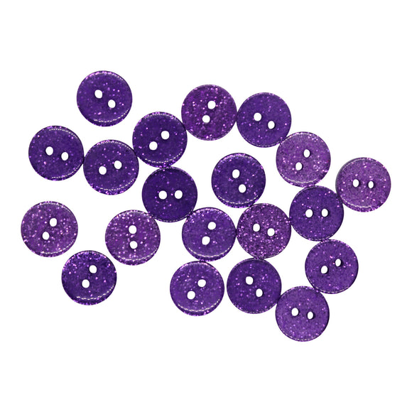 13mm Resin Round Glitter Buttons 20pk - Lots of Colours