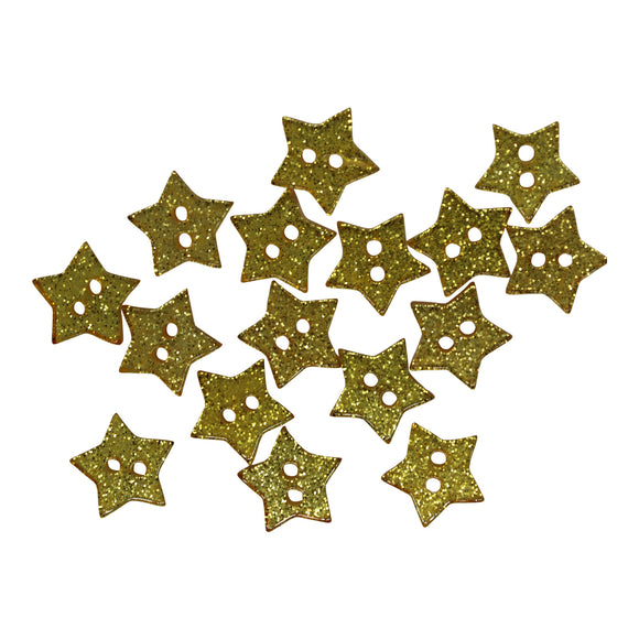 14mm Star Shaped Resin Glitter Buttons - 20pk - Lots of Colours