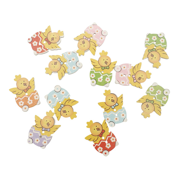 Easter Chicken Wooden Buttons