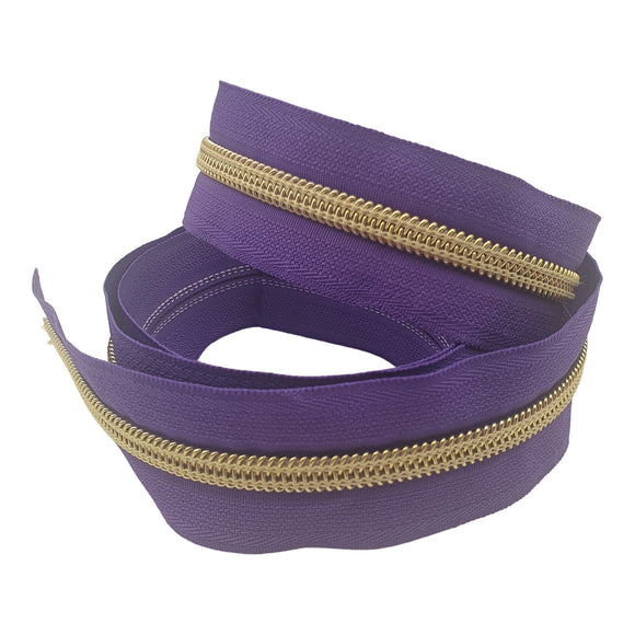 Purple with gold teeth #5 Zipper Tape