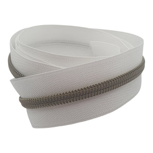 White with bronze teeth #5 Zipper Tape