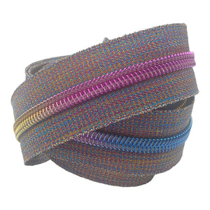 Sparkly rainbow metallic tape with rainbow teeth #5 Zipper Tape