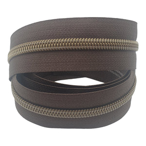 Chocolate brown with bronze teeth #5 Zipper Tape