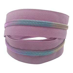 Mauve with rainbow teeth #5 Zipper Tape