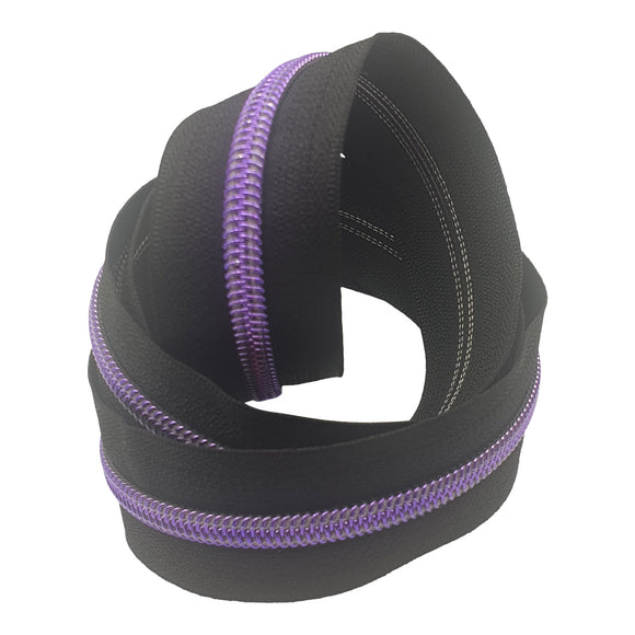 Black with vibrant purple teeth #5 Zipper Tape