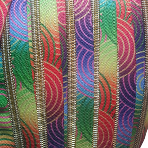 Bright Rainbow Swirls with Gold Teeth#5 Zipper Tape