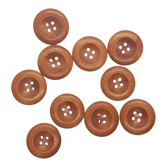 Light Wooden 4 hole Buttons - 25mm