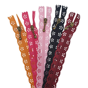 20cm Lace Zip Pack - Black/orange Mix