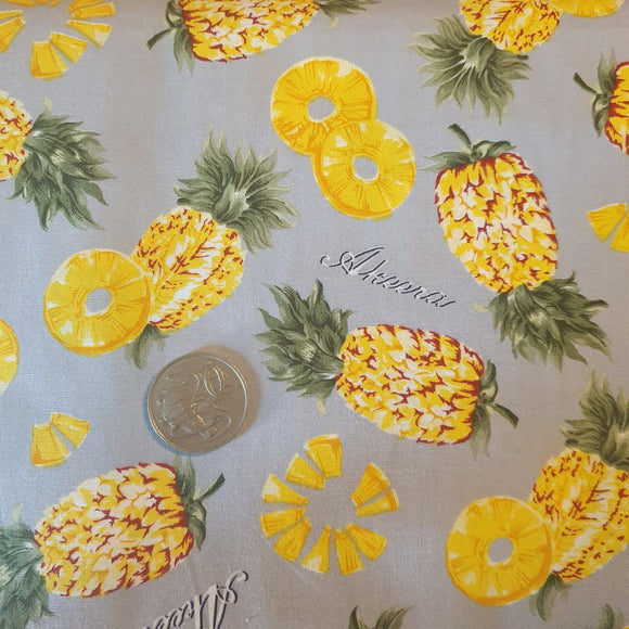 Grey Pineapples Quilting Cotton