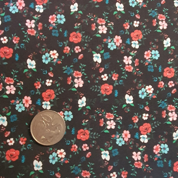 Black Floral Quilting Cotton