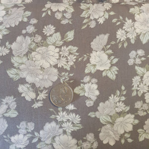 Grey Floral Quilting Cotton