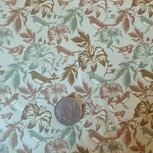 Brown and Green Floral Quilting Cotton