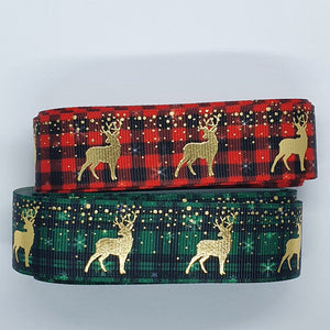 25mm Grosgrain Ribbon Christmas Prints - 3m