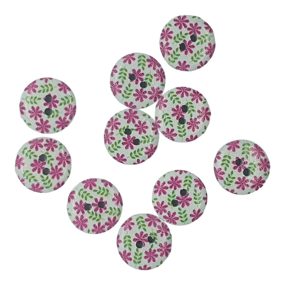 Wooden Floral Buttons 15mm - Daisy