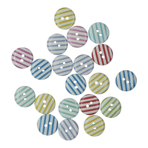 Wooden Stripe Buttons 15mm - 20pk