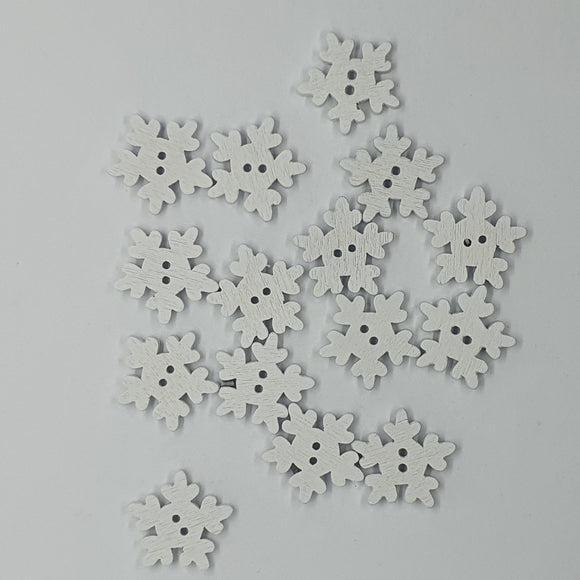 Wooden Snowflake Buttons 18mm 15pack