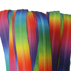 Bright Rainbow #5 Zipper Tape 10 METRE Bulk Roll