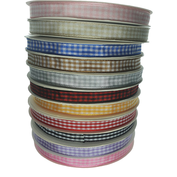 Gingham / Plaid Ribbon Bulk Rolls 45m