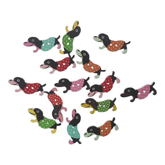 Sausage dog / Dachshund Wooden Buttons