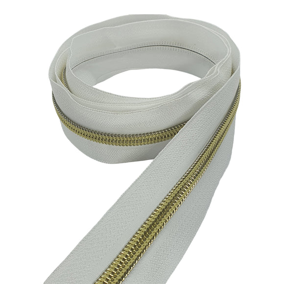 Zipper Tape White with Gold Teeth #5