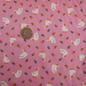 Ducks on Pink Quilting cotton