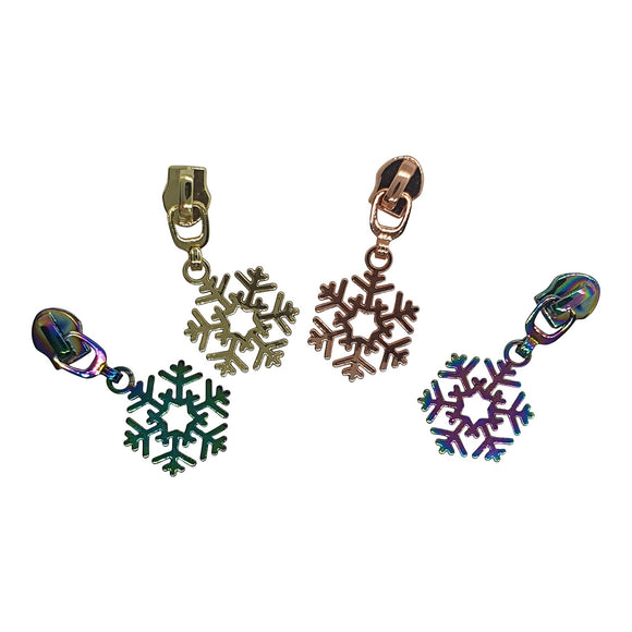 Snowflake Shape Zipper Pull for #5 Nylon Tape 5pk