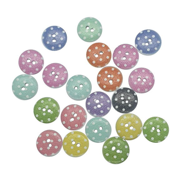 Wooden Polka dot Buttons 15mm - 20pk