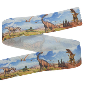 38mm Grosgrain Ribbon Dinosaur Scene 3m