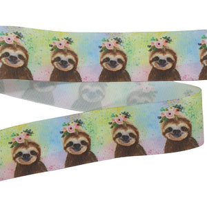 38mm Grosgrain Ribbon Sweet Sloths 3m