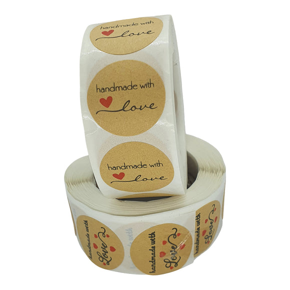 Handmade with Love Sticker Rolls - 500pc - Many Styles