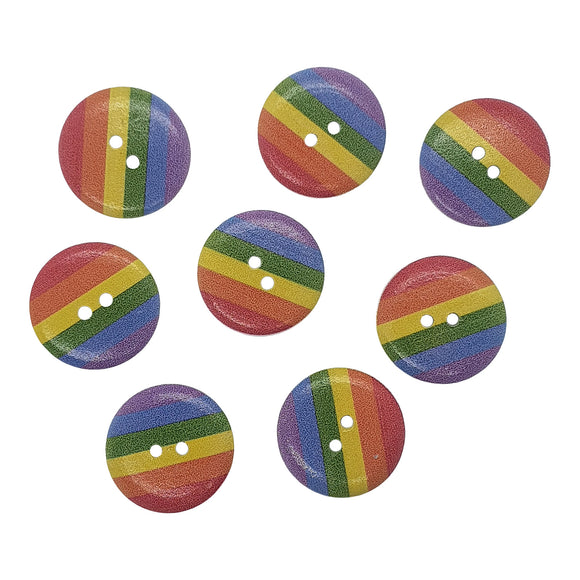 25mm Rainbow Wooden Buttons