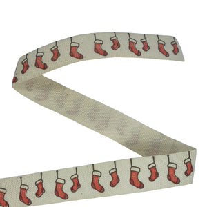 Christmas Stocking Print Ribbon 10mm x 4.5m